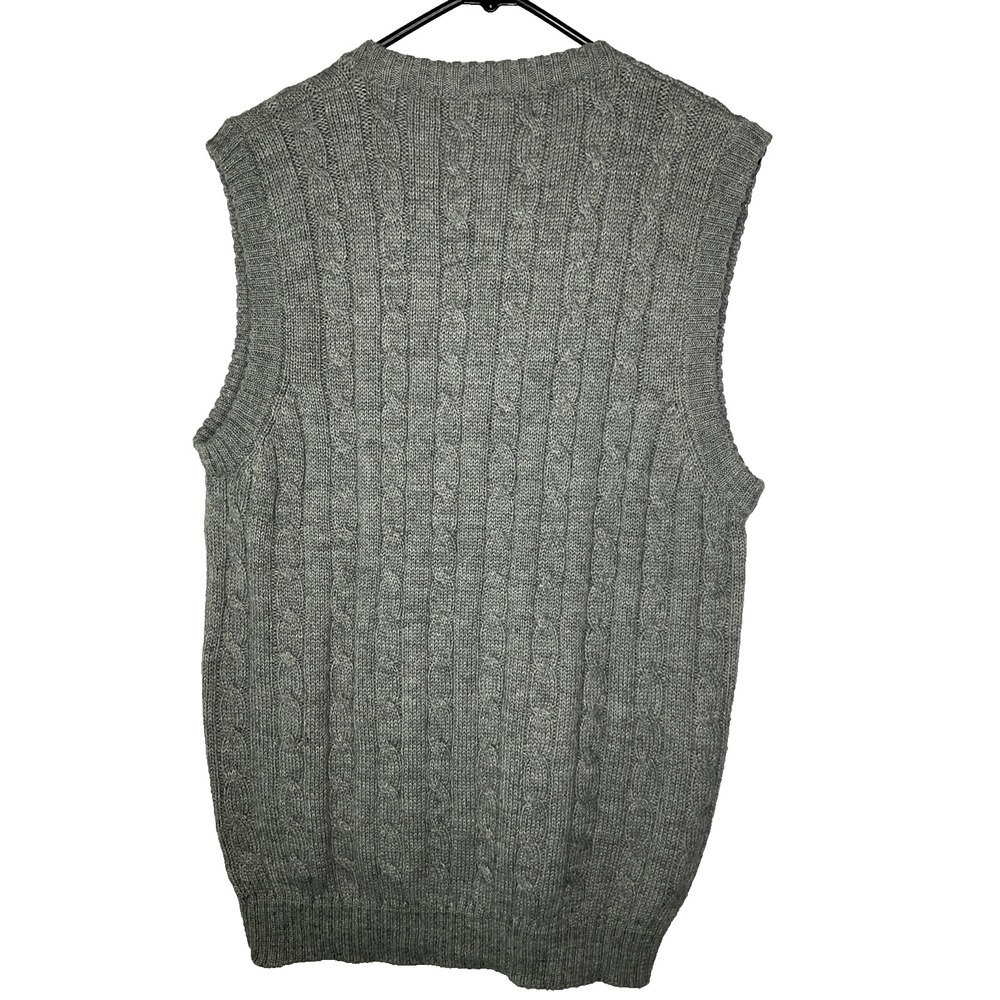 Mens Bossini Wool Blend Grey Pullover Cable Knit Fisherman Vest Golf Classic XL - Picture 2 of 8